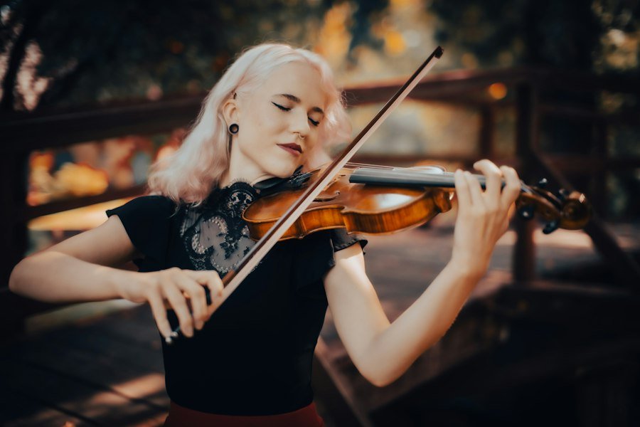 Violinist performing classical music